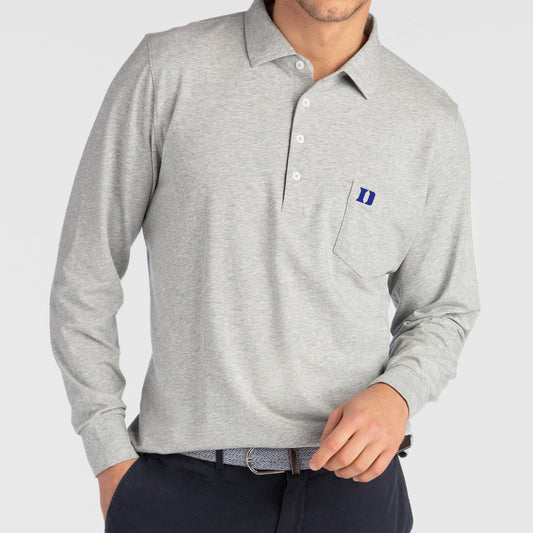 B.Draddy Clothing GREY HEATHER / SML DUKE UNIVERSITY | JACK LONG-SLEEVE POLO | COLLEGIATE