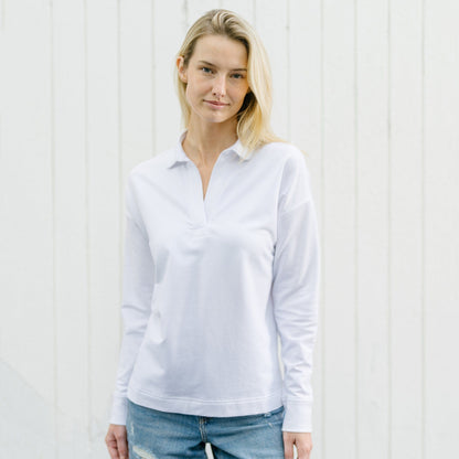 B.Draddy WHITE / XS ELIZABETH POLO SWEATSHIRT