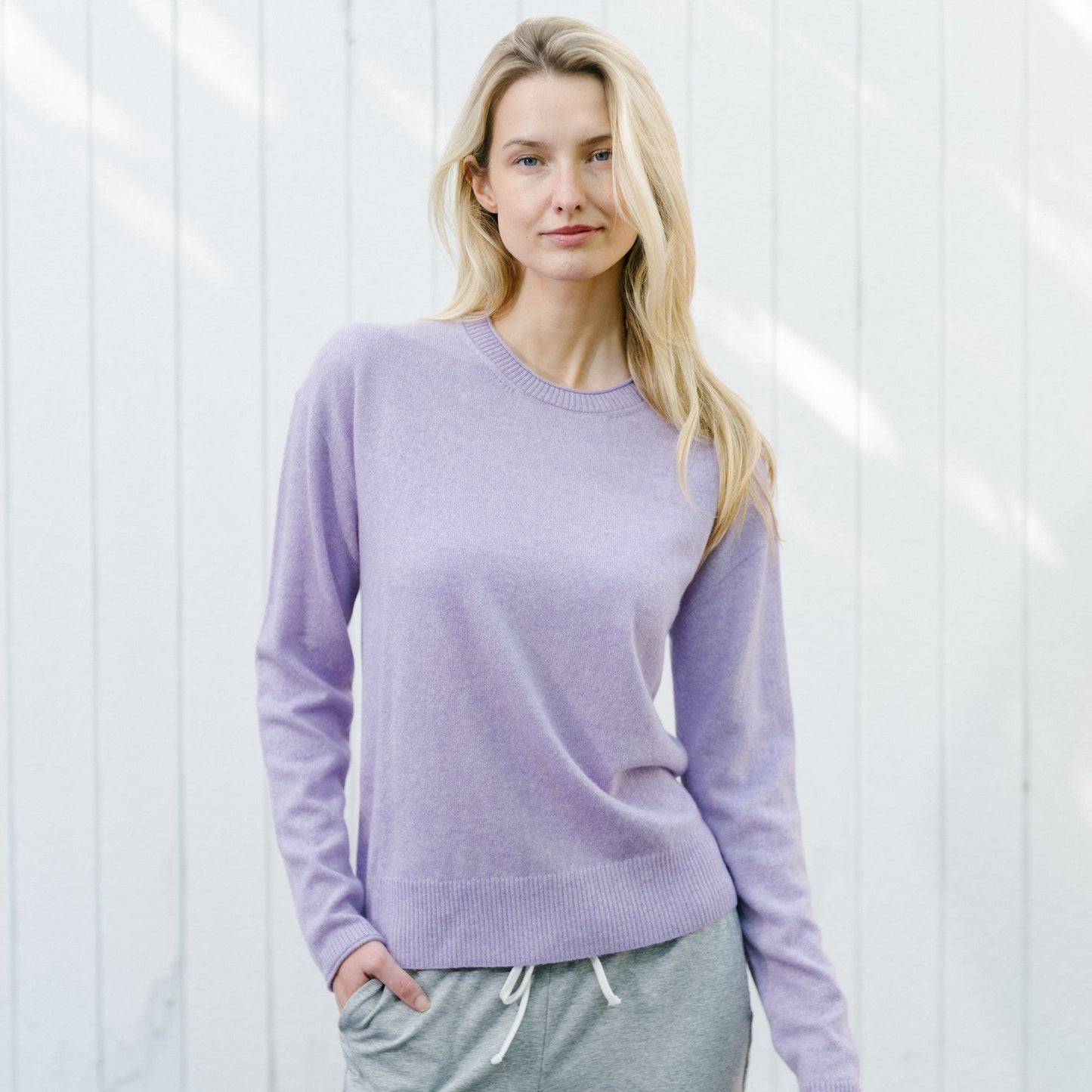 B.Draddy LILAC HEATHER / XS WHITNEY CASHMERE CREW