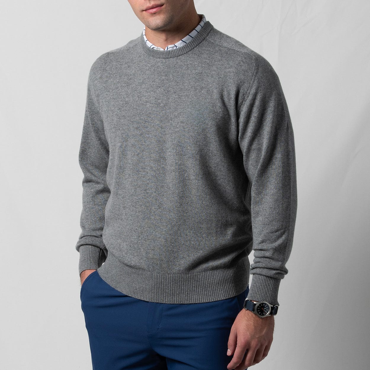 B.Draddy Clothing GREY HEATHER / SML 007 CASHMERE CREWNECK