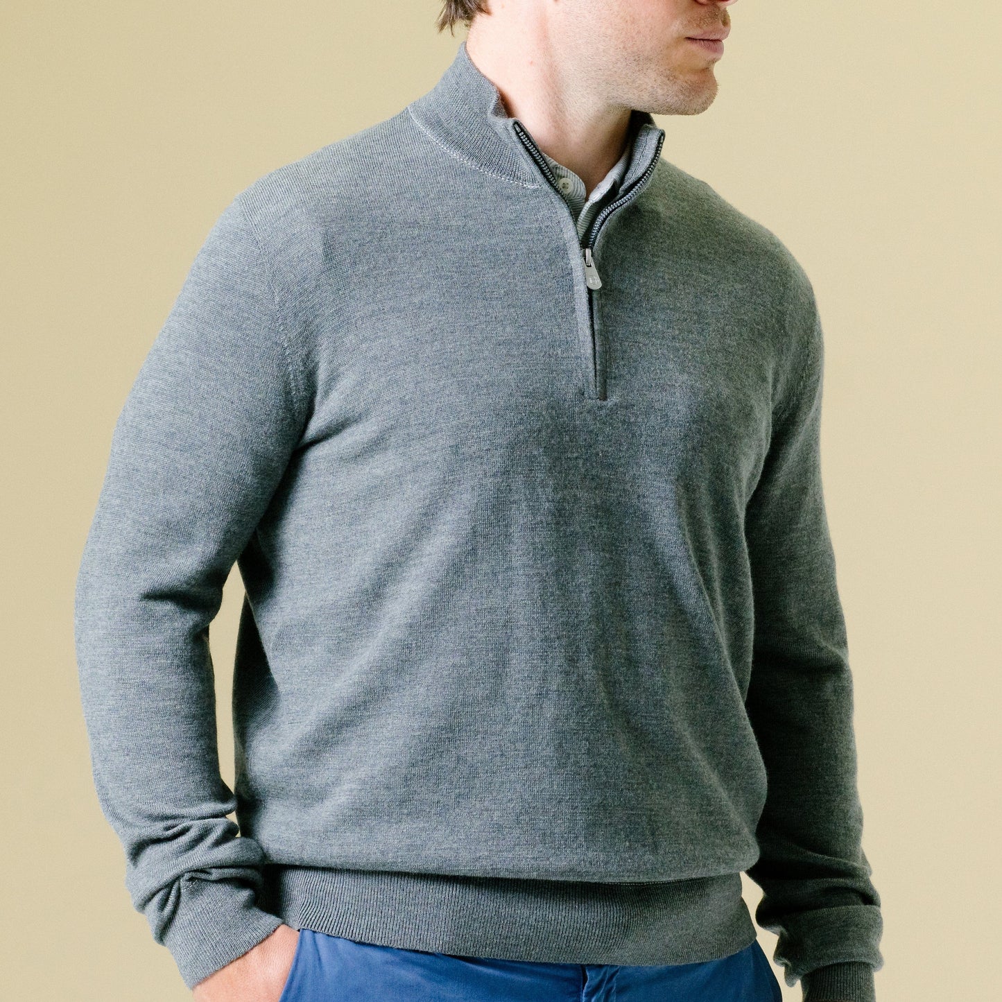 B.Draddy CHARCOAL HEATHER / SML COOP 1/4 ZIP