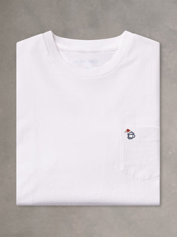 DEWEY SHORT-SLEEVE POCKET TEE | SANTA HAT | WHITE