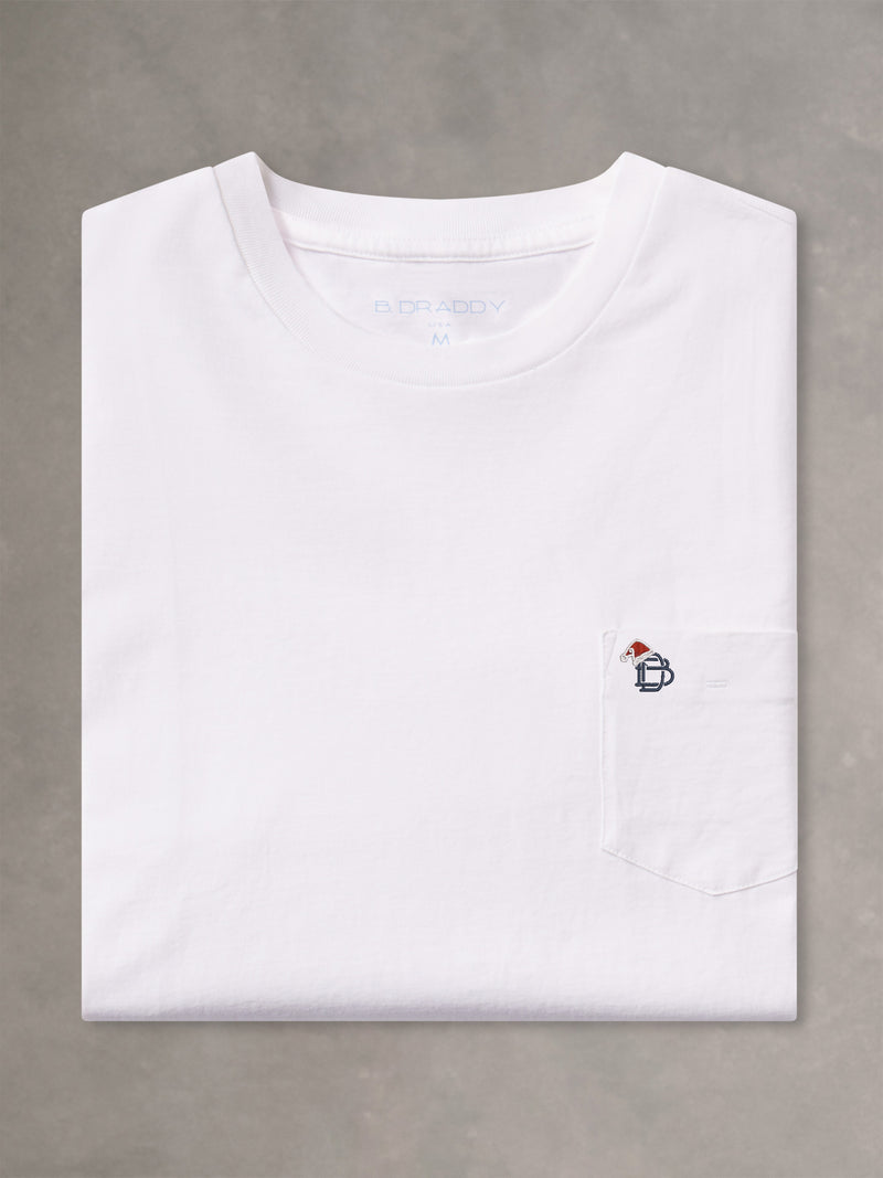 DEWEY SHORT-SLEEVE POCKET TEE | SANTA HAT | WHITE