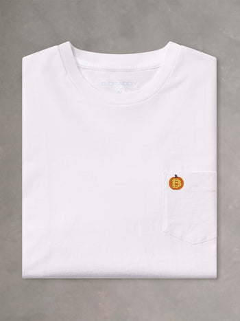DEWEY POCKET TEE | PUMPKIN | WHITE
