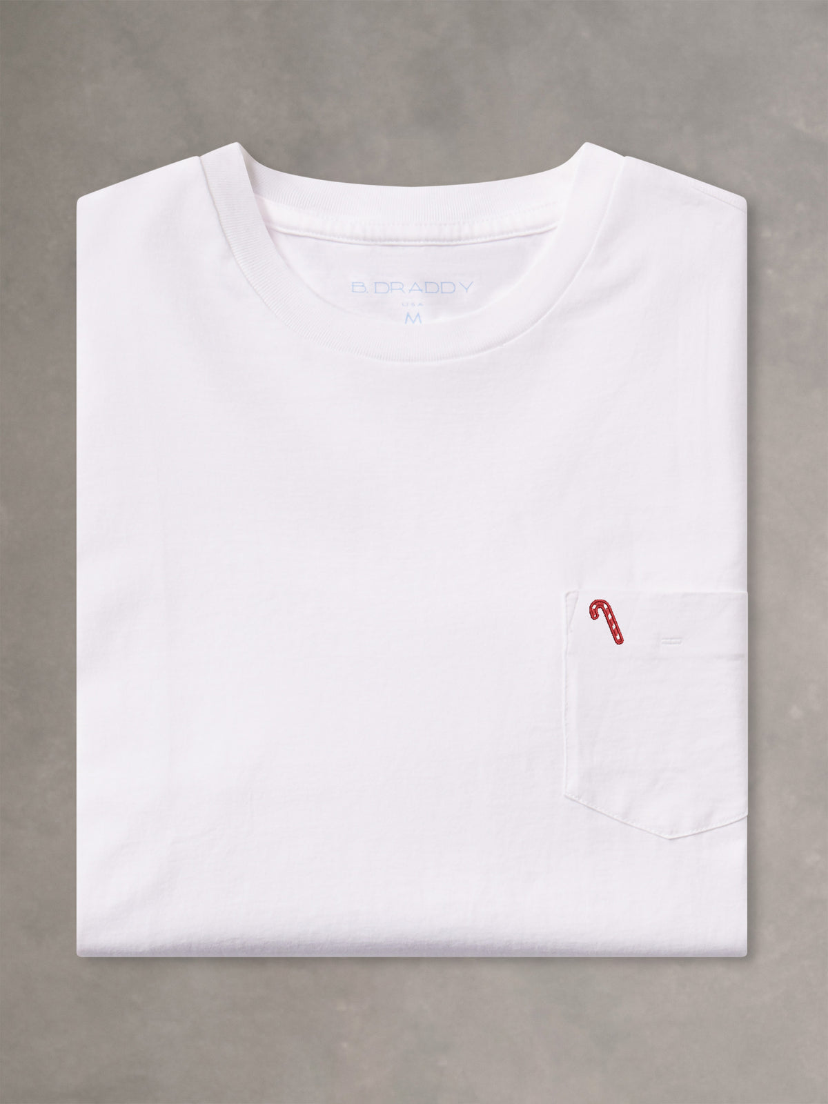 DEWEY SHORT-SLEEVE POCKET TEE | CANDY CANE | WHITE - B.Draddy