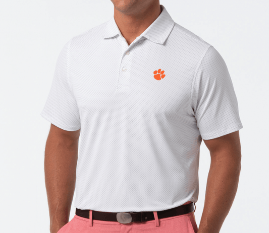 B.Draddy WHITE / SML CLEMSON | DRADDY SPORT CAPTAIN COOL POLO | COLLEGIATE