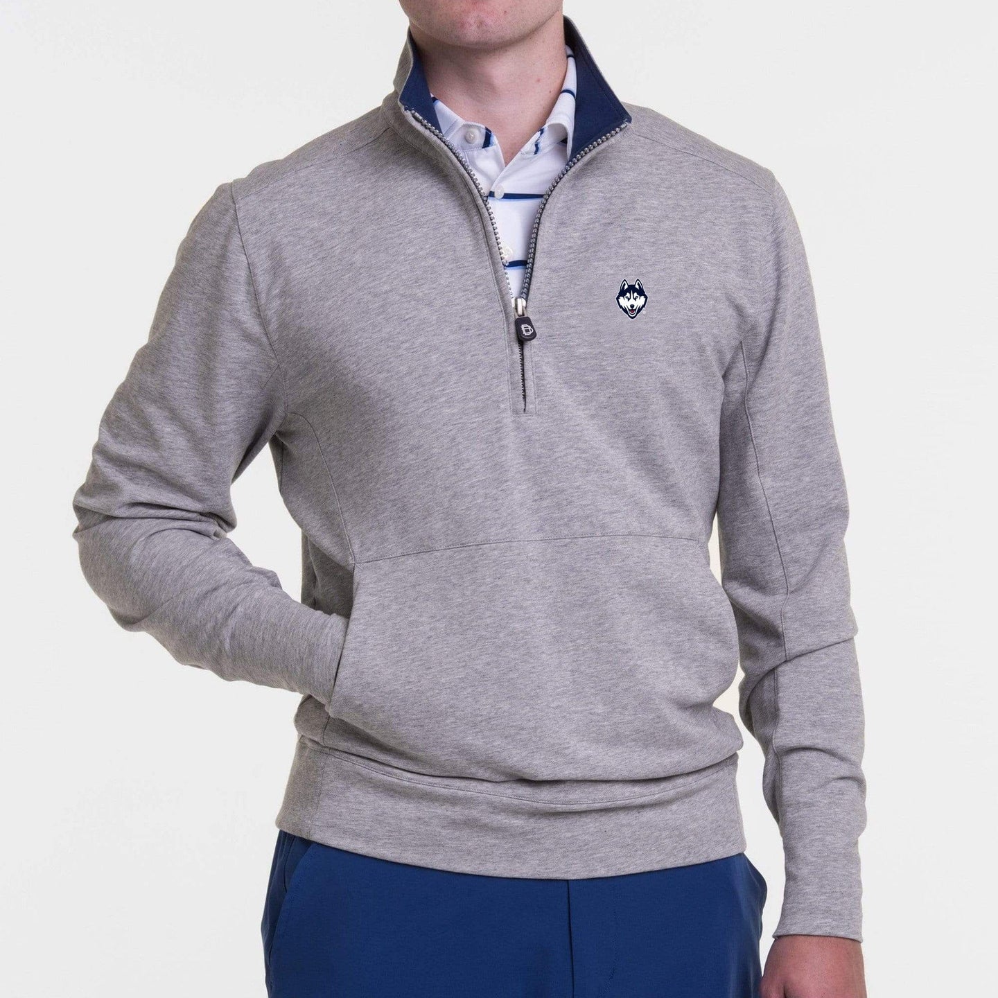 B.Draddy GREY HEATHER / SML UCONN HUSKY | RUSSEL QUARTER ZIP | COLLEGIATE