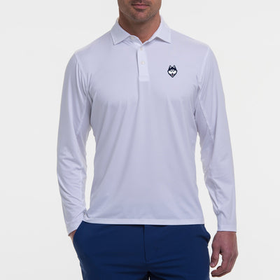 B.Draddy WHITE / SML UCONN HUSKY | DRADDY SPORT LEE LONG-SLEEVE POLO | COLLEGIATE