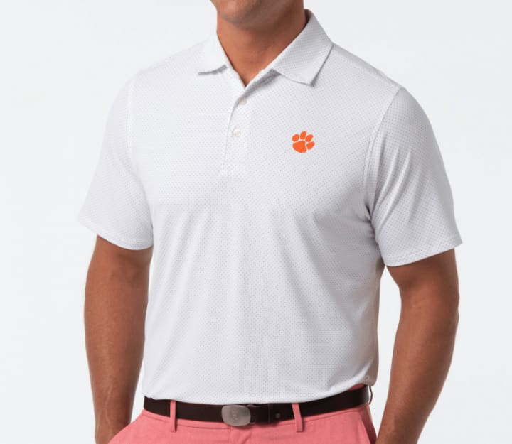 CLEMSON | DRADDY SPORT CAPTAIN COOL POLO | COLLEGIATE - B.Draddy WHITE / SML CLEMSON | DRADDY SPORT CAPTAIN COOL POLO | COLLEGIATE