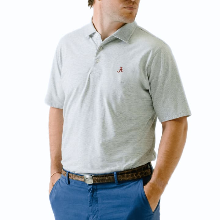 ALABAMA | VIN POLO | COLLEGIATE - B.Draddy Clothing GREY HEATHER/WHITE / SML ALABAMA | VIN POLO | COLLEGIATE