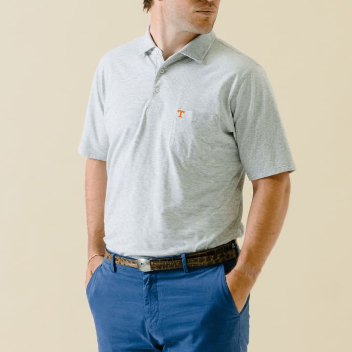 TENNESSEE | VIN POLO | COLLEGIATE - B.Draddy Clothing GREY HEATHER/WHITE / SML TENNESSEE | VIN POLO | COLLEGIATE